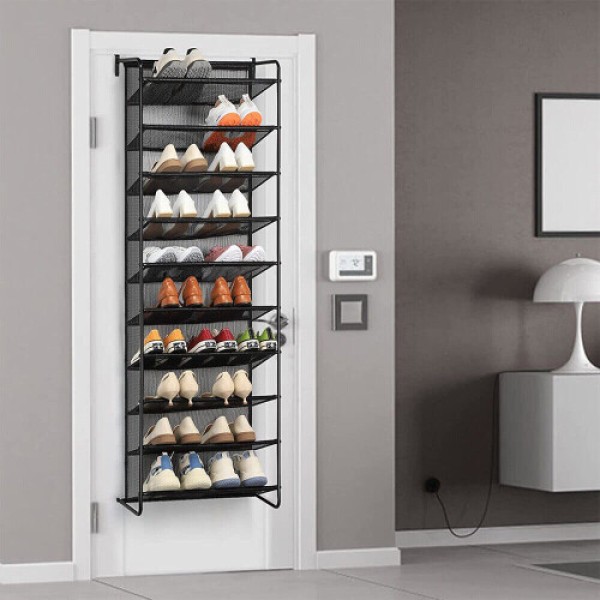 10-tier, 30-pair door-mounted shoe rack/storage unit